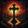 Devotional Art Patrons' Glowing Jewel Tone Stained Glass Christian Cross Sunset Forest Mosaic Stained Glass Suncatcher - 5
