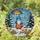 Holiday Season Admirers' Intricate Stained Glass Gnome Snowy Forest Jewel Tone Christmas Design with Orange Poinsettias Stained Glass Suncatcher - 1