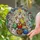 Whimsical Holiday Fans' Stained Glass Chicken Christmas Tree Jewel Tone Mosaic Stained Glass Suncatcher - 2