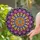 Art Lovers' Radiant Stained Glass Floral Mandala Mosaic Jewel Tone Purple Orange Yellow Blue Stained Glass Suncatcher - 2