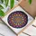 Art Lovers' Radiant Stained Glass Floral Mandala Mosaic Jewel Tone Purple Orange Yellow Blue Stained Glass Suncatcher - 3