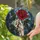 Dramatic Style Fans' Intricate Tiffany Glass Hand & Ruby Rose Jewel Tone Pattern Stained Glass Suncatcher - 2
