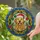 Golden Retriever Lovers' Cheerful Golden Retriever Tiffany Stained Glass Christmas Mosaic Red Green Blue Gold Stained Glass Suncatcher - LI9fLJE6Dk