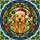 Golden Retriever Lovers' Cheerful Golden Retriever Tiffany Stained Glass Christmas Mosaic Red Green Blue Gold Stained Glass Suncatcher - 5