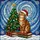 Holiday Cat Lovers' Glowing Stained Glass Tabby Cat Christmas Tree with Santa Hat & Intricate Snowflakes Stained Glass Suncatcher - 5