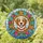 Dog Lovers' Tiffany Stained Glass Golden-Brown Dog, Floral Wreath, Sky Mosaic, Jewel Tones Stained Glass Suncatcher - jQX3dpBmcO