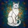 Cat Lovers' Elegant White Cat Tiffany Stained Glass Jewel Tone Blues Greens Amber Mosaic Stained Glass Suncatcher - 5