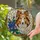Dog Lovers' Tiffany Stained Glass Collie Dog Head Floral Mosaic Amber Blue Purple Stained Glass Suncatcher - AiIce0lJYJ