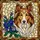 Dog Lovers' Tiffany Stained Glass Collie Dog Head Floral Mosaic Amber Blue Purple Stained Glass Suncatcher - 5