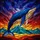 Ocean & Cosmic Art Lovers' Majestic Blue Whale Tiffany Stained Glass Cosmic Teal Mountain Art Stained Glass Suncatcher - 5