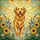 Golden Retriever Lovers' Tiffany-Style Stained Glass Wildflower Golden Retriever Jewel Tone Art Pattern Stained Glass Suncatcher - 5
