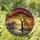 Nature Lovers' Glowing Tiffany Stained Glass African Sunset Acacia Giraffe Elephant Jewel Tone Mosaic Stained Glass Suncatcher - 1