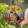 German Shepherd Lovers' Tiffany Stained Glass Dog Art: Poppies, Lupines, Butterflies, Sunset Sky Stained Glass Suncatcher - 2