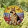 German Shepherd Lovers' Tiffany Stained Glass Dog Art: Poppies, Lupines, Butterflies, Sunset Sky Stained Glass Suncatcher - 1