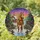 Holiday Horse Lovers' Vibrant Stained Glass Golden Horse Christmas Wreath Snowy Cabin Jewel Tone Mosaic Stained Glass Suncatcher - 1