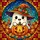 Autumn Enthusiasts' Whimsical Stained Glass Chibi Ghost Witch Hat Jack-o'-Lantern Fall Jewel Tones Stained Glass Suncatcher - 5