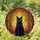 Cat Lovers' Majestic Black Cat Stained Glass Art Mosaic Fiery Sunset Sky Luminous Yellow Eyes Tree Branches Stained Glass Suncatcher - ApM7yyVhUM