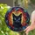 Cat Lovers' Tiffany Stained Glass Black Cat Piercing Golden Eyes Jewel Tone Mosaic Energy Pattern Stained Glass Suncatcher - 2