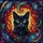 Cat Lovers' Tiffany Stained Glass Black Cat Piercing Golden Eyes Jewel Tone Mosaic Energy Pattern Stained Glass Suncatcher - 5