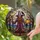 Gothic Fantasy Art Lovers' Intricate Grinning Skeletal Scarecrow Tiffany Stained Glass Purple Orange Mosaic Stained Glass Suncatcher - 2