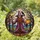 Gothic Fantasy Art Lovers' Intricate Grinning Skeletal Scarecrow Tiffany Stained Glass Purple Orange Mosaic Stained Glass Suncatcher - 1