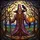 Gothic Fantasy Art Lovers' Intricate Grinning Skeletal Scarecrow Tiffany Stained Glass Purple Orange Mosaic Stained Glass Suncatcher - 5