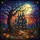 Spooky Season Fan's Jewel Tone Gothic Haunted Mansion Stained Glass Forest Mosaic Stained Glass Suncatcher - 5