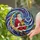 Holiday Enthusiasts' Intricate Stained Glass Santa Golden Moon Red Yellow Jewel Tone Celestial Mosaic Stained Glass Suncatcher - 2