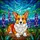 Corgi Lovers' Orange & White Pembroke Corgi Stained Glass Art with Purple Lupines & Blue Mosaic Stained Glass Suncatcher - 5