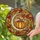 Autumn Lovers' Tiffany Stained Glass Luminous Pumpkin Iridescent Crescent Moon Amber Floral Mosaic Stained Glass Suncatcher - 2