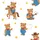 Whimsical Cartoon Cowboy Bear Pattern: Brown Bears, Blue Overalls, Red Bandanas, Yellow Stars Quilt Bedding Set - 5