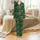 Women's Leopard Animal Print Relaxed Style - Teal Green Jungle Saffron Hibiscus Tropical Satin Pajamas Set - 2