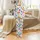 Women's Vibrant Tropical Leopard & Floral Pattern - Short Sleeve Button Front, Stretchy Soft Comfort Satin Pajamas Set - 2
