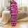 Women's Hot Pink Grunge Cowgirl Sleep Set: Short Sleeve Top, Leopard Hats & Bull Skulls Satin Pajamas Set - 3
