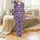 Family Matching Cat Lovers: Whimsical Deep Purple Cartoon Cat Pattern with Stars & Paws Cozy Pajama Set Satin Pajamas Set - 2