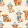 Highland Cow Whimsical Watercolor Calf Winter Snowflake Sublimation PNG Download Satin Pajamas Set - 4