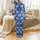 Women's Comfy Elephant Pajamas: Folk Art Indigo Celestial Sky Blue Print Satin Pajamas Set - 3
