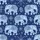 Women's Comfy Elephant Pajamas: Folk Art Indigo Celestial Sky Blue Print Satin Pajamas Set - 4