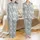 Llama Lover's Sleep Set: Whimsical Cartoon Llamas & Cacti Desert Pattern - Periwinkle Gray Pajamas Satin Pajamas Set - 1