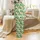 Women's Flamingo Pajamas: Pink Tropical Watercolor & Lush Leaf Sleep Set Satin Pajamas Set - 3