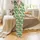 Women's Flamingo Pajamas: Pink Tropical Watercolor & Lush Leaf Sleep Set Satin Pajamas Set - 2