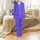 Women's Psychedelic Low Top Canvas Shoes: Vibrant Cobalt Violet Fuchsia Fluid Art Design Satin Pajamas Set - 2