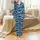 Ocean Enthusiast Pajamas: Dynamic Navy Indigo Teal Shark Camo Sleep Set Satin Pajamas Set - 2