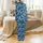 Ocean Enthusiast Pajamas: Dynamic Navy Indigo Teal Shark Camo Sleep Set Satin Pajamas Set - 3