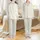Women's Intentional Living Pajamas: Cream Grid & Subtle Charcoal Script Sleep Set Satin Pajamas Set - 1