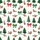 Women's Watercolor Pine Tree, Red Bows & Holly Berry Holiday Pajamas Set Satin Pajamas Set - 4