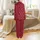Couple's & Bridal Party Satin Pajamas: Crimson Mr. & Mrs. Hearts Wedding Ring Design Satin Pajamas Set - 3
