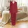 Couple's & Bridal Party Satin Pajamas: Crimson Mr. & Mrs. Hearts Wedding Ring Design Satin Pajamas Set - 2