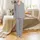 Women's Tailored Plus Size Ash Grey Mélange Double Gauze Organic Cotton Pajamas Sleep Set Satin Pajamas Set - 2