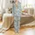 Family Christmas: Oh Holy Night Nativity Scene, Baby Jesus & Holy Family Folk Art Pattern – Soft Knit Polyester Spandex Sleep Set Satin Pajamas Set - 2